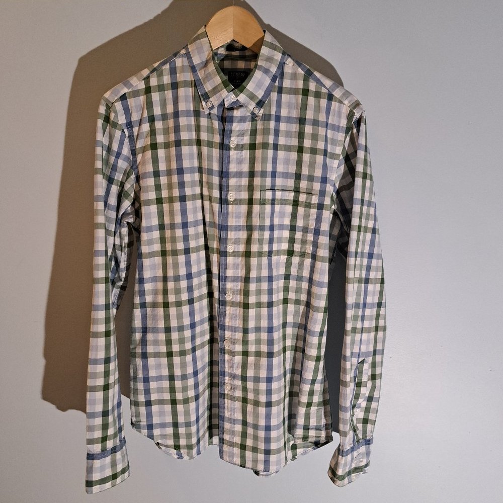 J. Crew Men's Medium Slim Flex Washed Long Sleeve Button Down Shirt Style #AL090